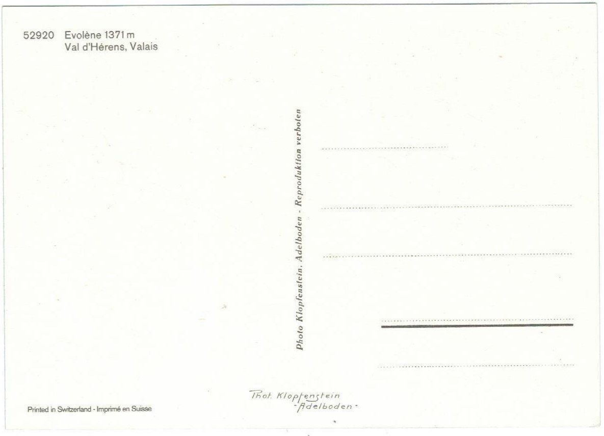 Cartoline postali: AK Evolène VS – Usato da Zürich venduto da Tolima194 1