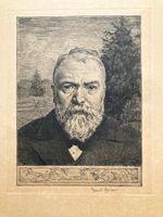 🌟Antike Radierung Hans Thoma, Selbstportrait Porträt 🌟