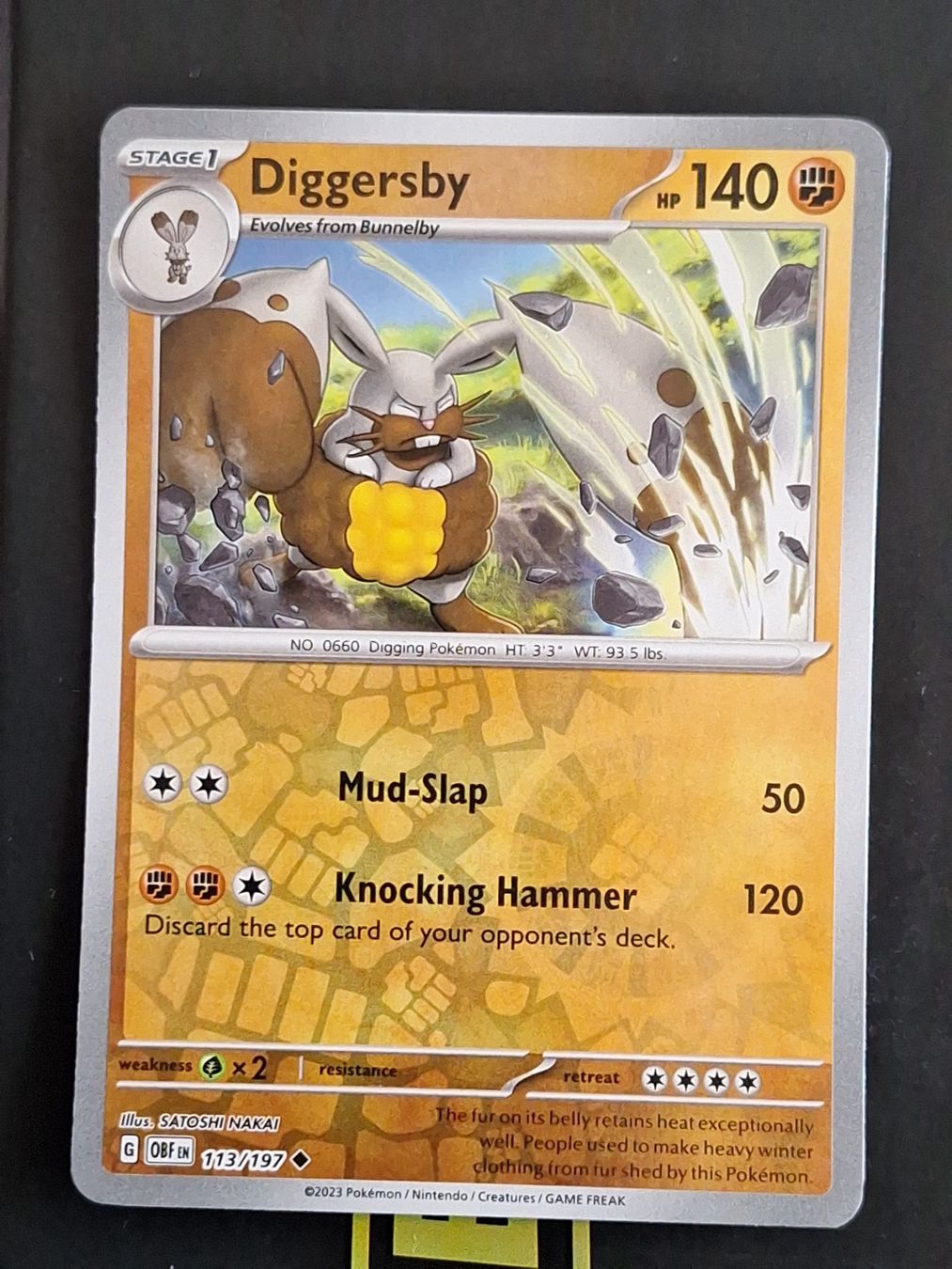Pokémon Carte collezionabili: Diggersby - Pokemon Reverse Holo Obsidian Flames – Usato da Altstätten SG venduto da GGsGameshop