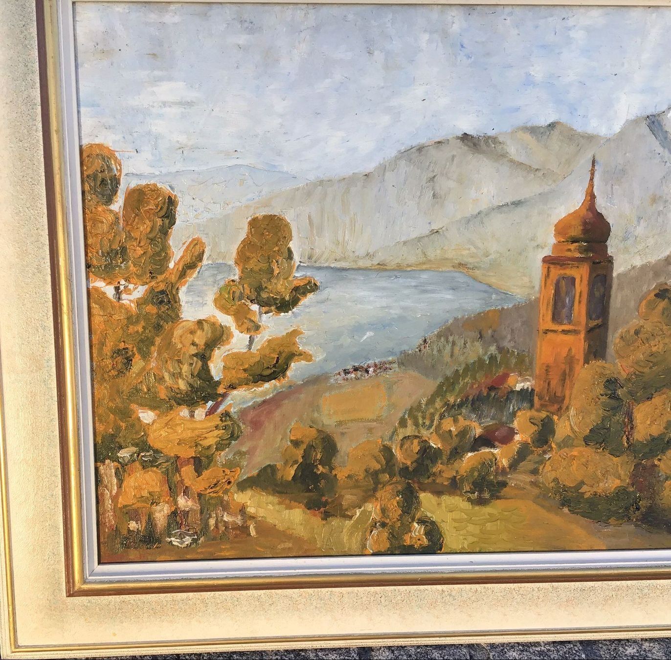 Gemälde: T. Bossard altes Landschaftsgemälde – Gebraucht aus Müllheim Dorf von Othmar73 3