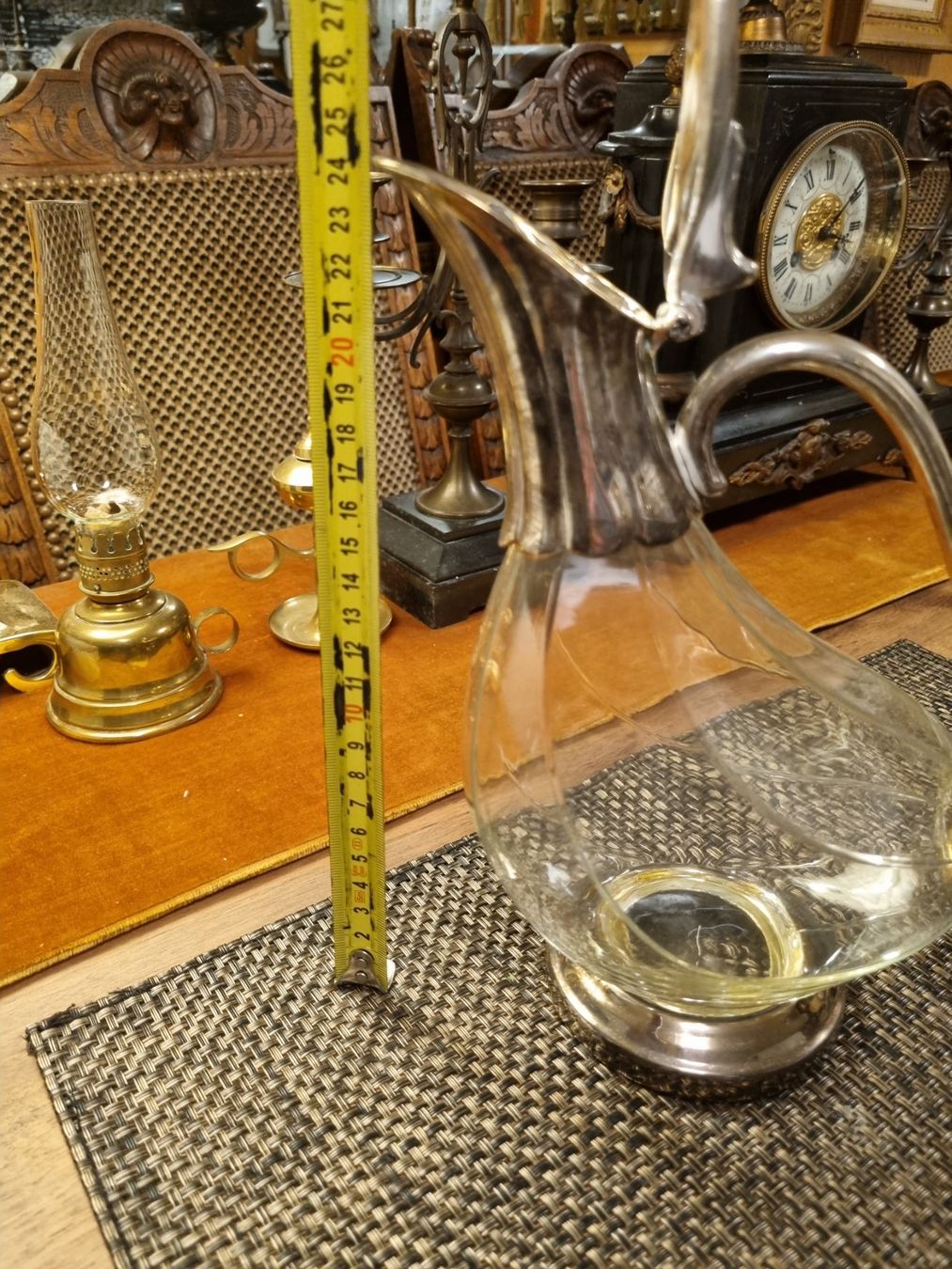 Caraffe: Vintage Glas Karaffe mit Metallmontur versilbert – Usato da Scharnachtal venduto da devin03 4