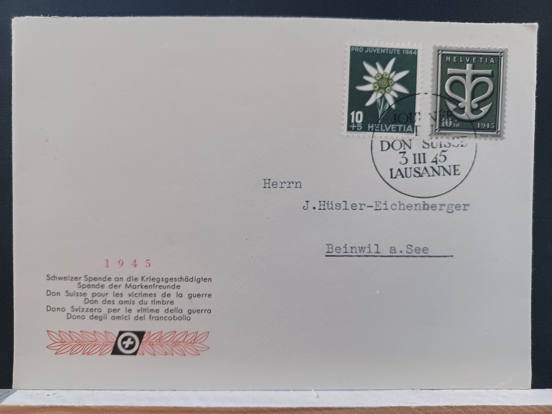 Tutti i francobolli: 1945 Spende an die Kriegsgeschädigten – Usato da Aarau Rohr venduto da mgvw