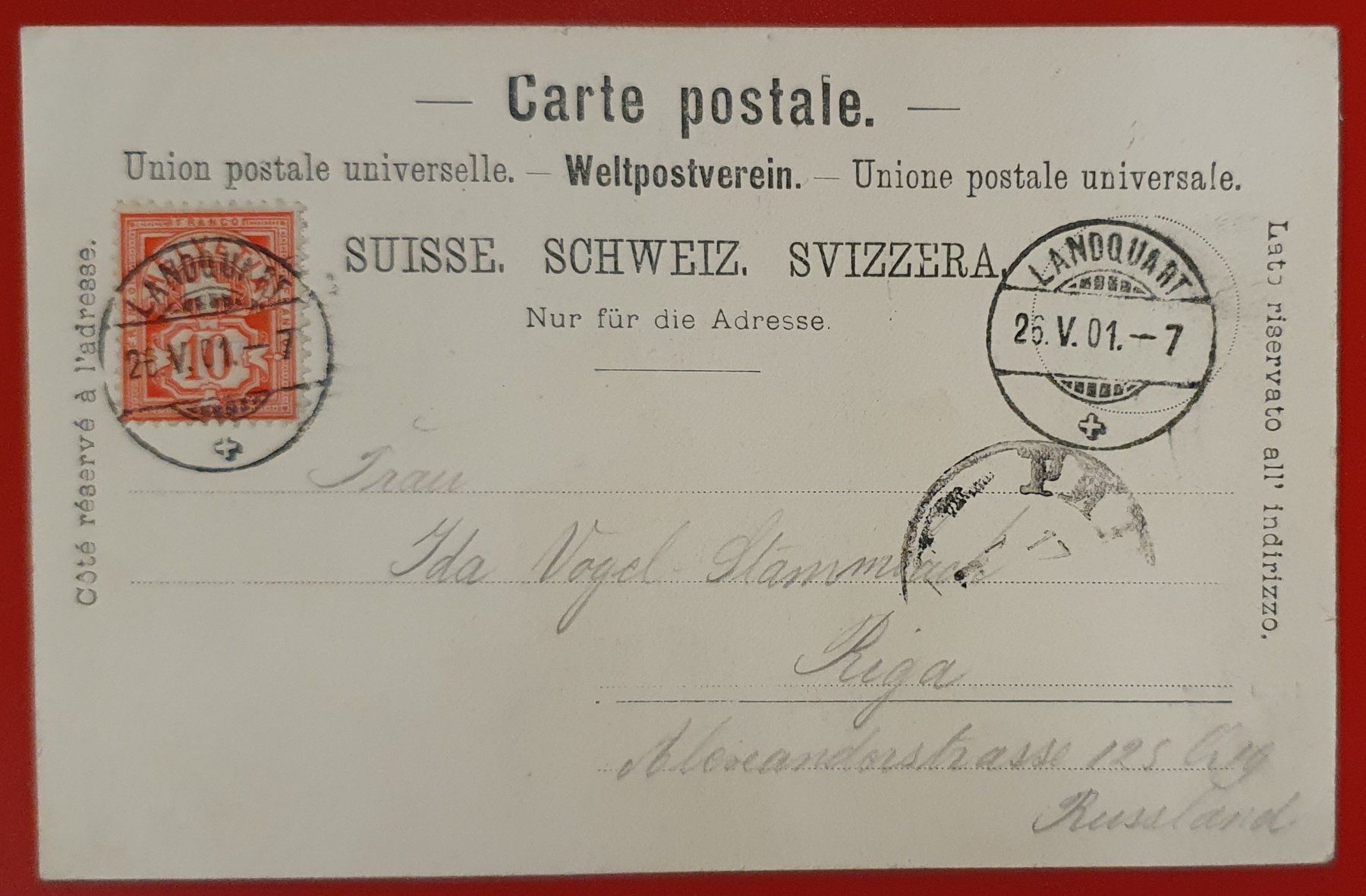 Cartoline postali: Gruss aus Landquart 1901 – Usato da Kreuzlingen venduto da Rschweiz1 1