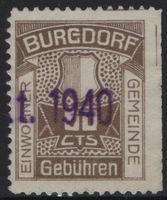 60 Cts. Fiskalmarke der Gemeinde BURGDORF
