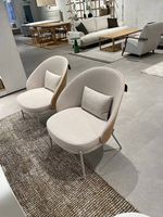Kave Home Sessel Eamy Stoff beige Eschenfurnier natur