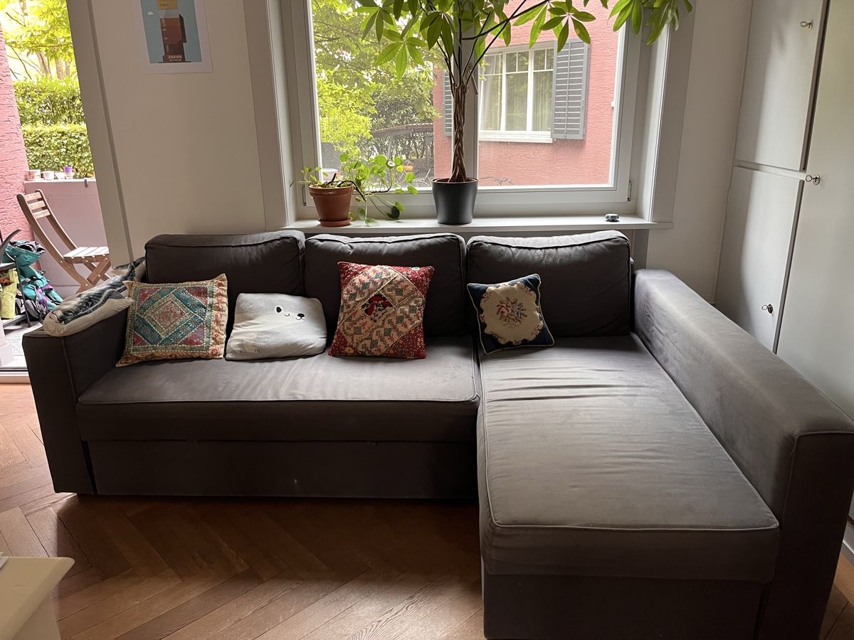 Divani: Ecksofa ausziehbar dunkelgrau Stoff – Usato da Zürich venduto da fel_j6gl