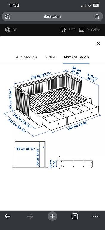 Lits: Ikea Hemnes Bett – D'occasion à Ermatingen par chaeschueche69 1