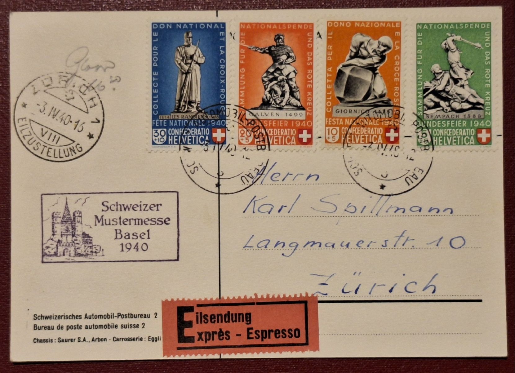 Tutti i francobolli: Schweizer Mustermesse 1940 Pro Patria  – Usato da Balgach venduto da SIMEON27
