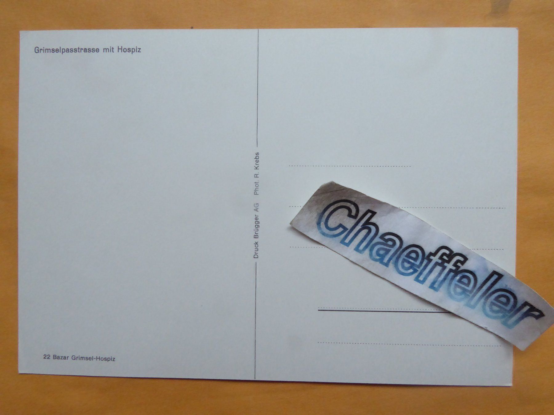 Cartoline postali: Grimselpasstrasse mit Hospiz – Usato da Zürich venduto da Chaeffeler 1
