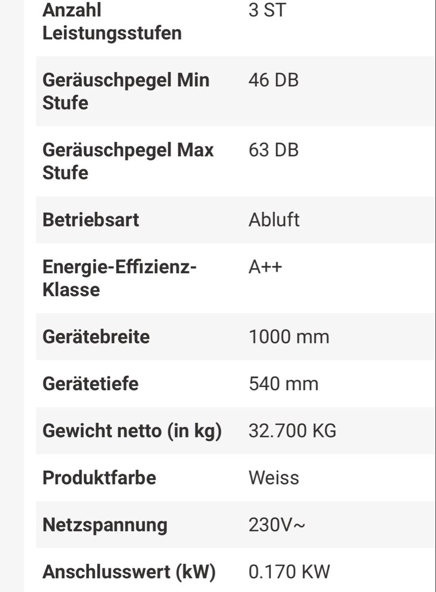 Wesco Cappe di aspirazione: WescoEVRE 5-100 Abluft weiss – Nuovo e nell'imballaggio originale da Adliswil venduto da F.B.E 1
