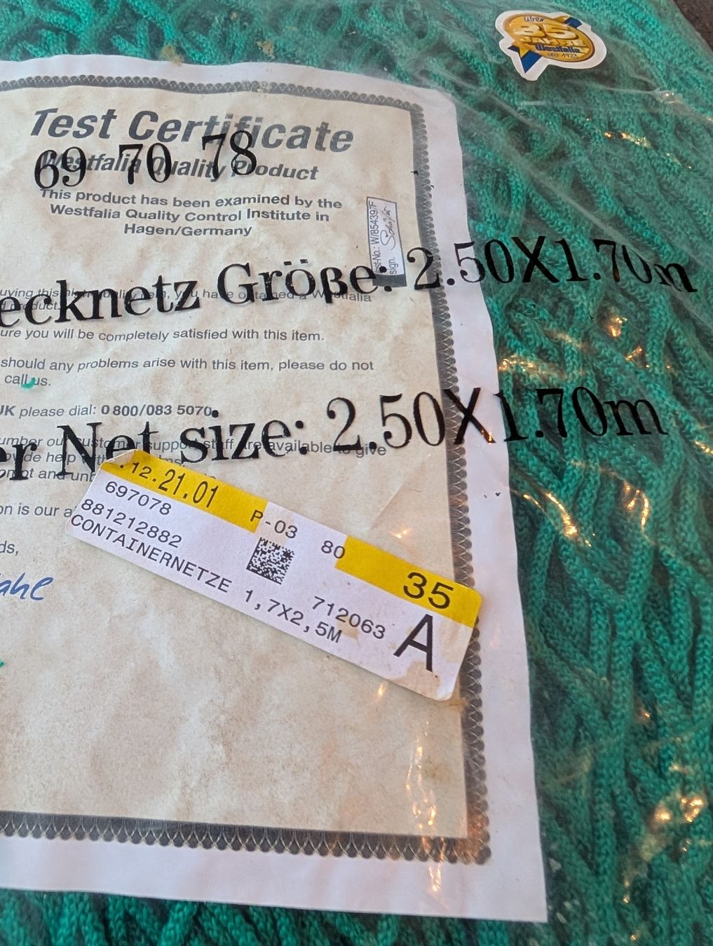 Altri accessori: Abdecknetz Containernetz 2.50x1.70m – Nuovo e nell'imballaggio originale da Vilters venduto da tha-tha 2