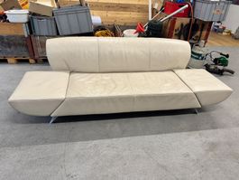 Leder Sofa creme verstellbare Armlehnen