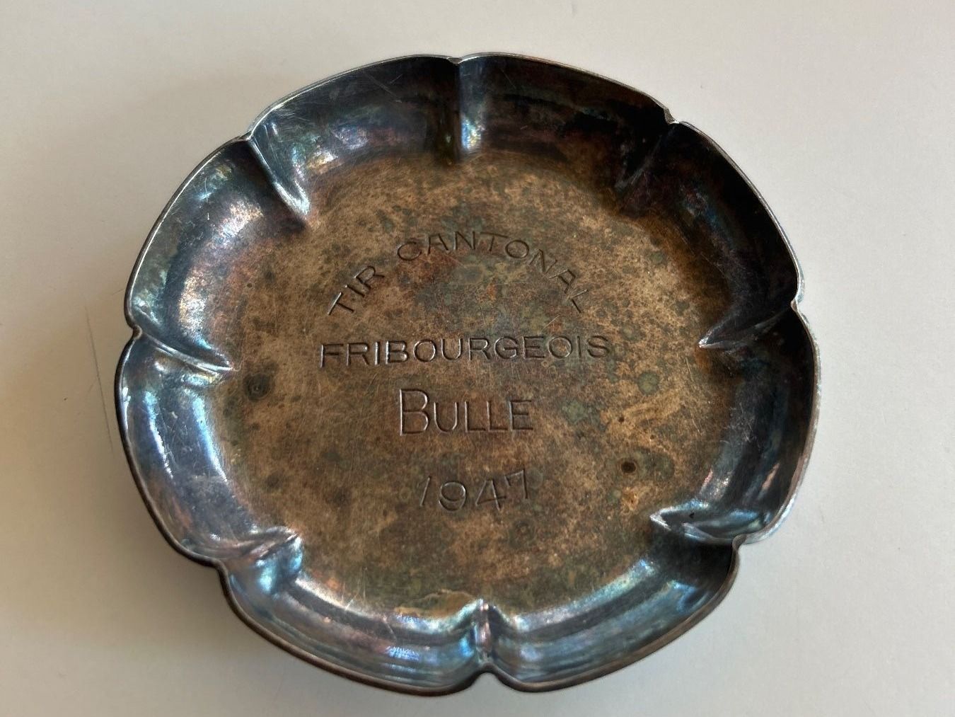 Piatti: Teller-Versilbert "Tir Cantonal Fribourgeois" Bulle 1947 – Usato da Münsingen venduto da ste_wgw9 2
