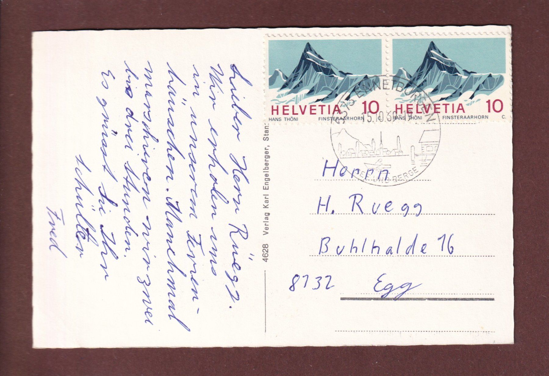 Cartoline postali: ENNETBÜRGEN am Vierwaldstättersee - 1960 // Eckbug // – Usato da Pully venduto da nicecards 1