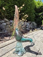 Faisan verre de Murano, accents verts et cuivrés, abîmé 