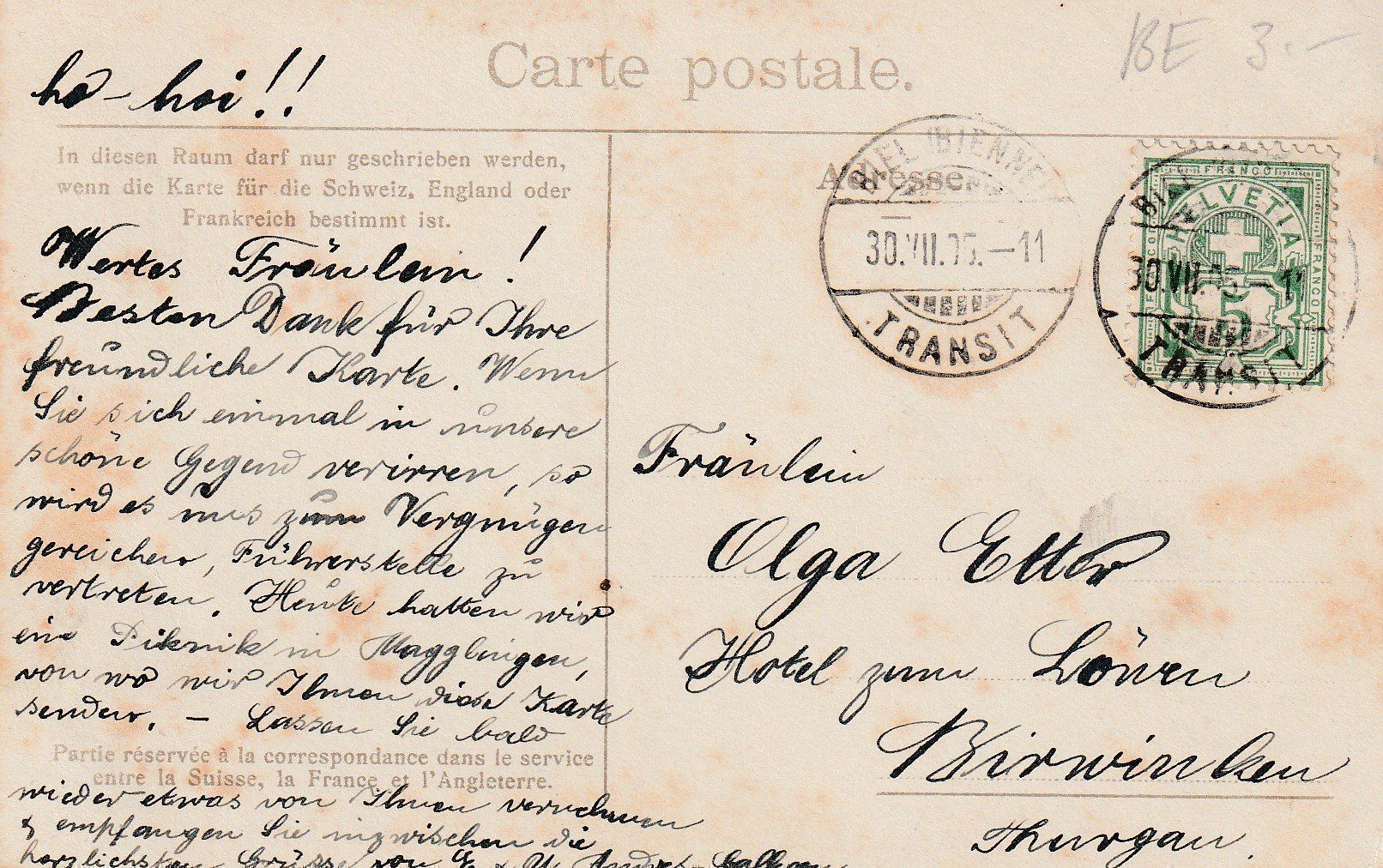 Ansichtskarten: AK Magglingen gel. 30.7.1905 – Gebraucht aus Fribourg von schnalla92 1