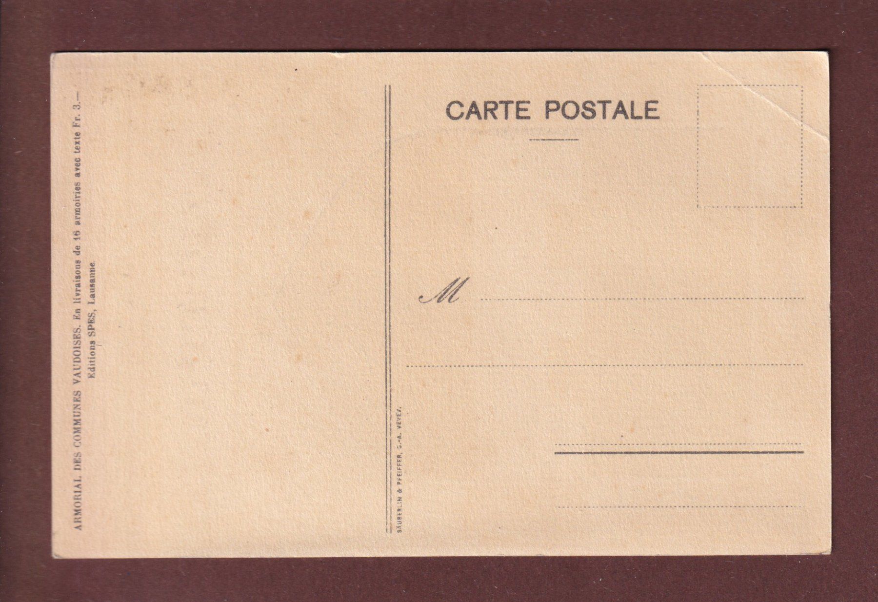 Cartoline postali: MAURAZ - Blason // pli d'angle // – Usato da Pully venduto da nicecards 1