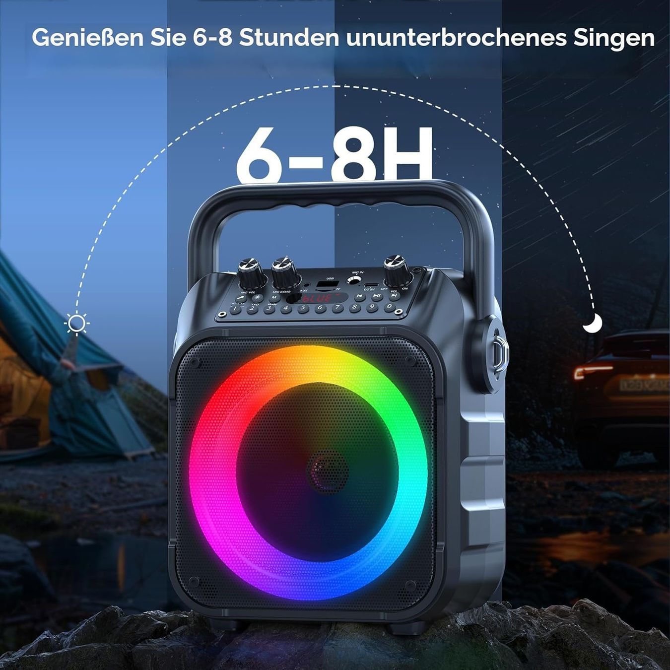 Casse acustiche: Karaoke Anlage 2 Mikrofone Bluetooth Lichteffekte PA – Nuovo e nell'imballaggio originale da Schaffhausen venduto da lou_w76n 8