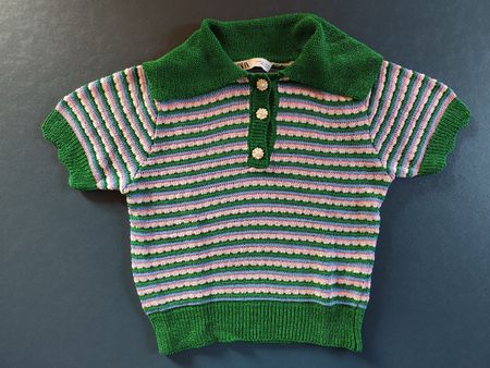 ZARA top en tricot rayé vert blanc rose bleu S