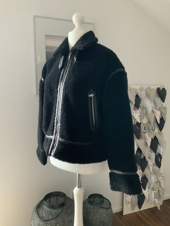 ONLY Teddy Jacke schwarz Kunstleder Details