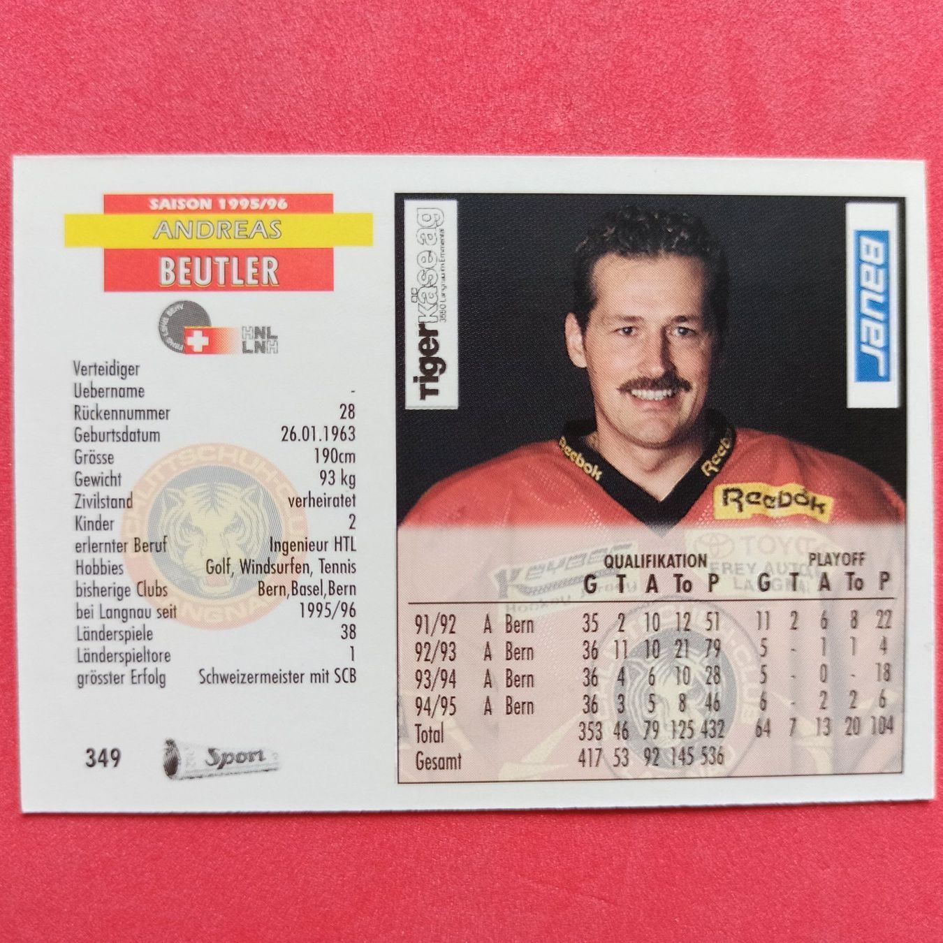 Carte collezionabili: Andreas Beutler - SC LANGNAU - 1995/96 – Usato da Dübendorf venduto da kb86_MOVIE 1
