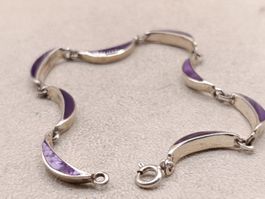 Vintage 925er Silber Armband mit Perlmutt 80er Top