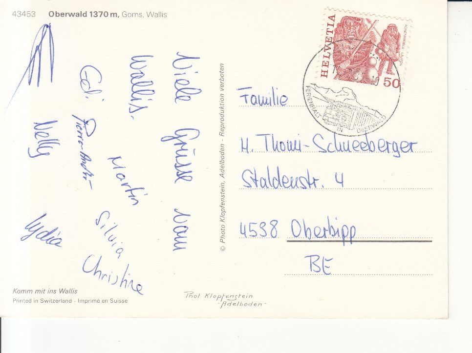Cartoline postali: Oberwald 1985 – Usato da Bürglen TG venduto da StampGraf 1