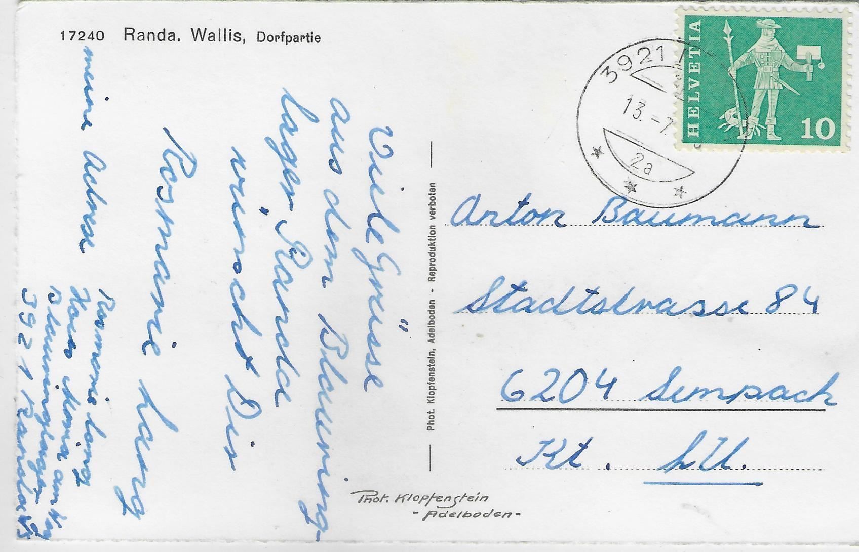 Cartoline postali: Randa VS - Schulhaus und Konsum – Antico da Ettingen venduto da Kartenplanet 1