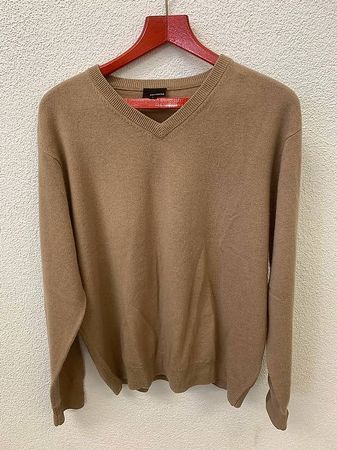 Vintage Coretto Kaschmirpullover mit V Ausschnitt in Beige