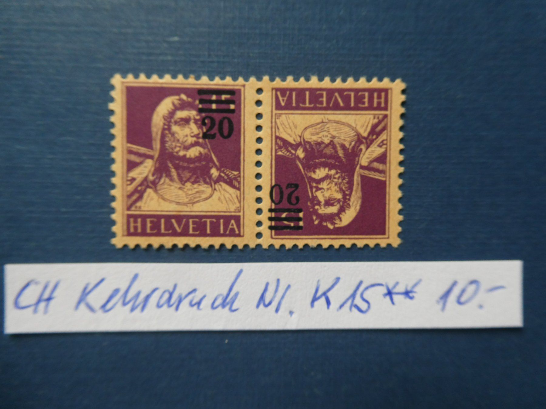 Tutti i francobolli: CH Kehrdruck Nr. K15 postfrisch ** – Usato da Lausen venduto da Herbamare01