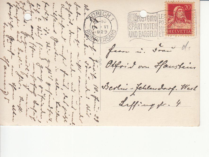Ansichtskarten: Zürich (?) 1929 – Gebraucht aus Bürglen TG von StampGraf 1