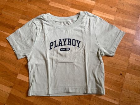 T-Shirt Girls Gr.S Playboy hellgrün Schrift blau