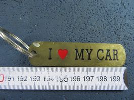 I  ❤  MY CAR SCHLÜSSELANHÄNGER VINTAGE OLDI KUPFRIG