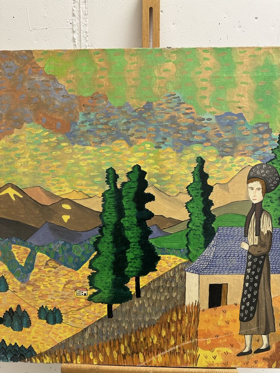 Gemälde: Gemälde "Frauen in Tracht" 1968 Landschaft – Gebraucht aus Ebikon von Gaenggeliwaar 7