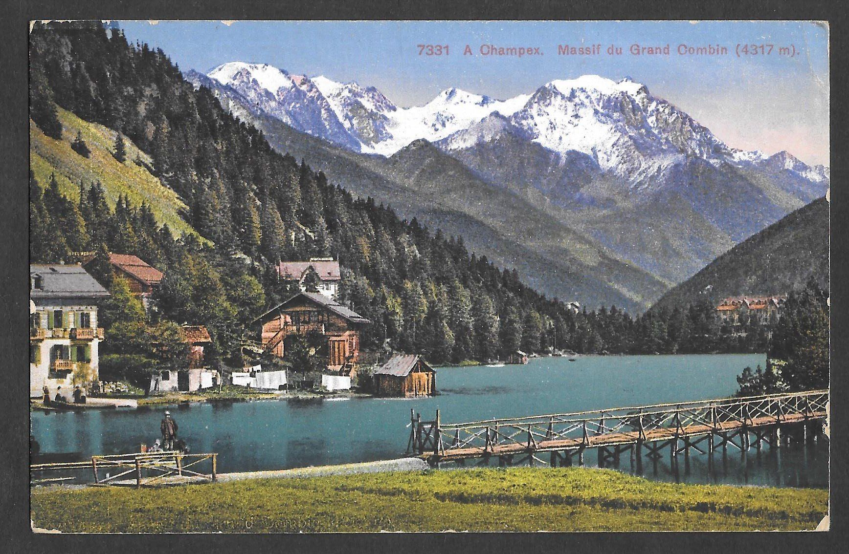 Cartoline postali: Champex Teilansicht mit Massif du Grand Combin – Usato da Olten venduto da clotaldi