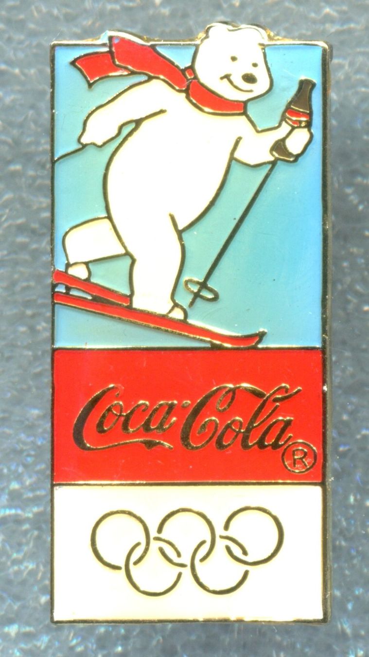 Coca-Cola Placchette & Badge: Coca Cola Eisbär  Skilanglauf – Usato da Winterthur venduto da Sammleroase