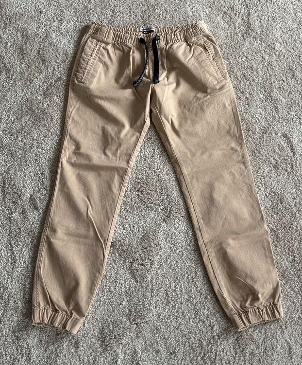 Pantalon Chino Nautica Clipper Homme - Kaki Beige, 34x32, Coupe Droite, Plissé, Neuf Avec Défaut