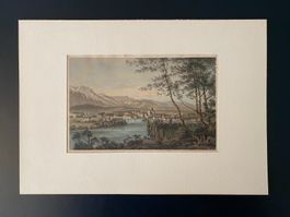 Alter Stich - Solothurn - Stahlstich koloriert