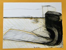 Rolf Iseli Original Lithographie liegende Fünf 1970