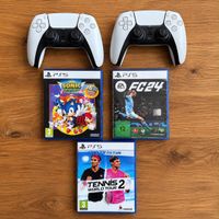 PS5 Controller, Spiele Sonic, FC24, Tennis 2