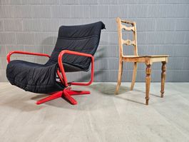 1980 Vintage Armchair Drehstuhl, Drehsessel, Swivel Chair
