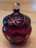 Deckeldose Rubinglas vintage Dose Geschliffen Glas Überfang