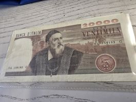 20000 Lire Banca d'Italia Geldschein 1975 guter Zustand