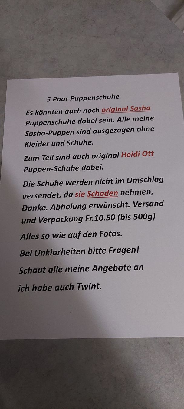 Heidi ott Poupées: 5Paar Puppenschuhe H. Ott? – D'occasion à Muri AG par nindo1 1