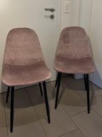 2x elegante Polsterstühle Samt (Rosa) – wie neu
