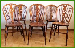 6 originale antike Windsorstühle , England um 1850