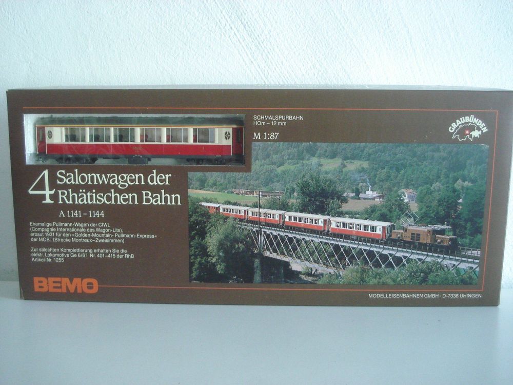 Bemo 7272 120 RhB Salonwagen, 3er Set, A 1142-1144 (Gebraucht) in