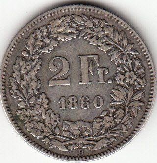 Tutti le monete: 2 Franken 1860 ss --  Sitzende Helvetia – Usato da Gossau SG venduto da Gallus00 1