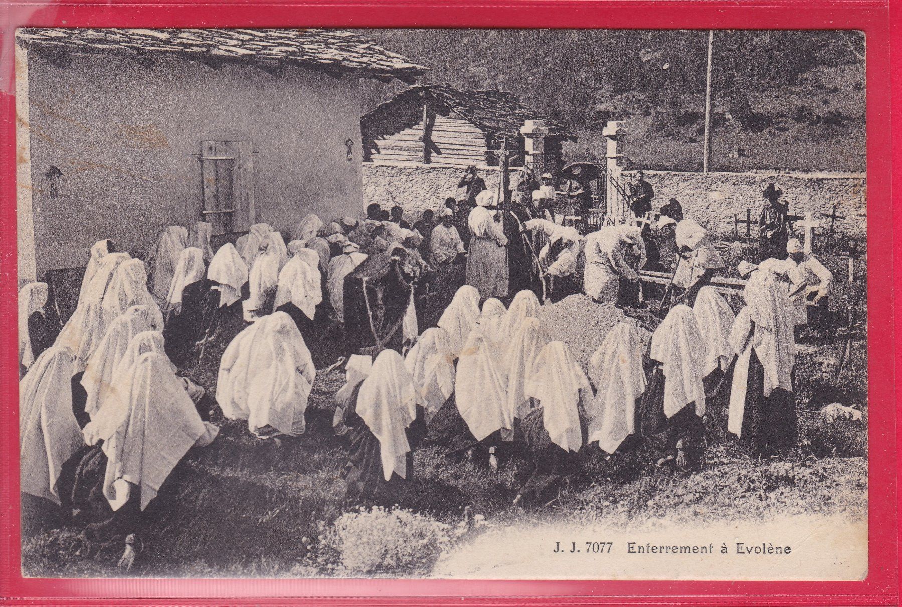 Cartoline postali: ENTERREMENT À EVOLÈNE, 18.7.1919 – Usato da Oberrieden venduto da Gebirgsstelze