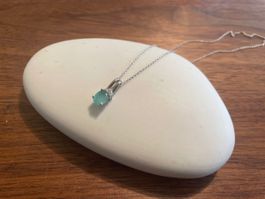 Elegante Silberkette mit Anhänger, Smaragd & Zirkonias 💎💎